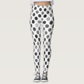 Monochrome Polka-Dottern-Muster (Schwarz-Weiß-Punk Leggings (Vorderseite)
