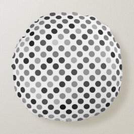 Monochrome Polka-Dottern-Muster (Schwarz-Weiß-Punk Rundes Kissen