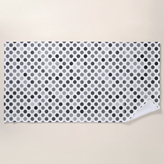Monochrome Polka-Dottern-Muster (Schwarz-Weiß-Punk Strandtuch (Vorderseite)