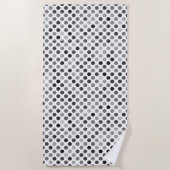 Monochrome Polka-Dottern-Muster (Schwarz-Weiß-Punk Strandtuch (Vorderseite)
