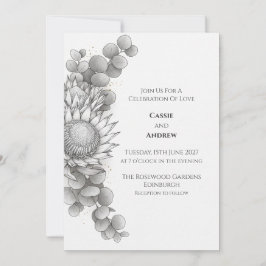 Monochrome Protea Botanische Hochzeitseinladung Einladung