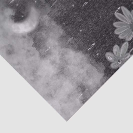 Monochrome Rainstorm Daisy Pencil Zeichnend Seidenpapier (Ausschnitt)