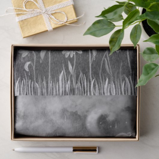 Monochrome Rainstorm Daisy Pencil Zeichnend Seidenpapier (Geschenk)