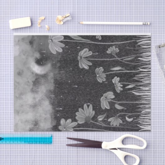 Monochrome Rainstorm Daisy Pencil Zeichnend Seidenpapier (Handwerk)