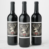 Monochrome Reindeer Wine Label Weinetikett (Flaschen)