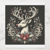 Monochrome Reindeer Wine Label Weinetikett (Einzelnes Label)