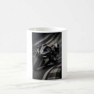 Monochrome-Renn-Superbike-Mosaik-Kunsttasse Kaffeetasse