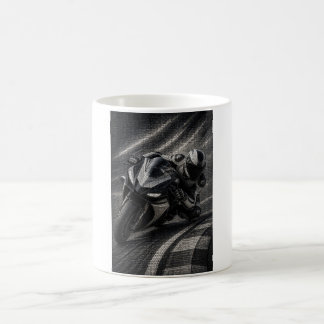 Monochrome-Renn-Superbike-Mosaik-Kunsttasse Kaffeetasse