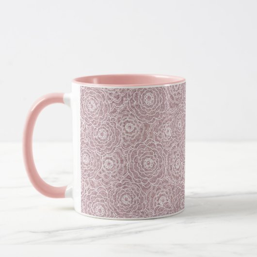 Monochrome, rosa Blume Tasse (Links)