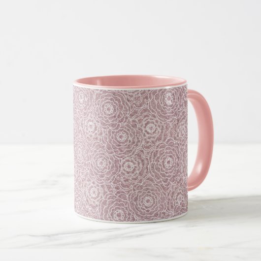 Monochrome, rosa Blume Tasse (VorderseiteRechts)