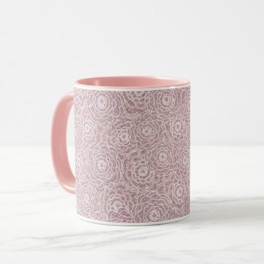 Monochrome, rosa Blume Tasse (Vorderseite Links)