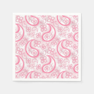 Monochrome rosa und weiße Paisley Muster. Serviette