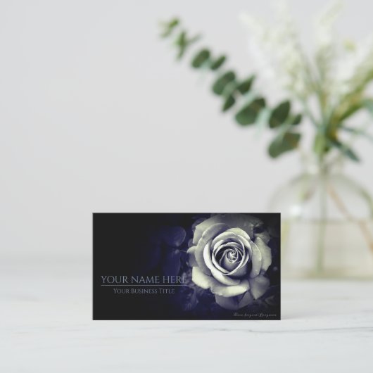 Monochrome Rose：Business Card Visitenkarte (Stehend Vorderseite)