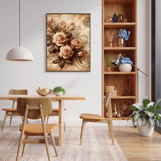 Monochrome Rose Elegante Schwarz-Weiß-Kunst Poster