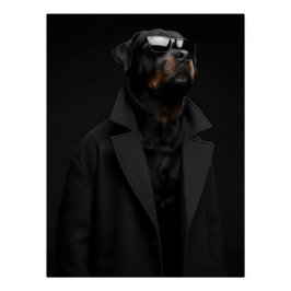 Monochrome Rottweiler Portrait – Dark Minimalist Poster