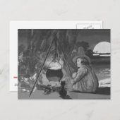 Monochrome Rotzunge Schwarze Katze Cauldron Vollmo Postkarte (Vorne/Hinten)