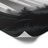 Monochrome ruhige Wanderung im Wald Poster (Ecke)