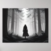 Monochrome ruhige Wanderung im Wald Poster (Vorne)