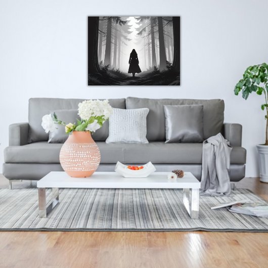 Monochrome ruhige Wanderung im Wald Poster