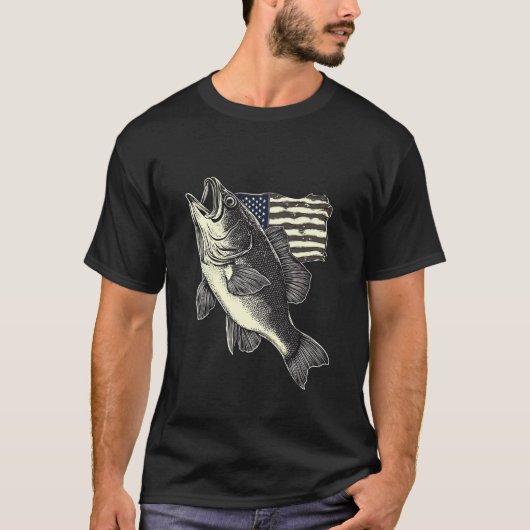 Monochrome rustikale Fischerei unter amerikanische T-Shirt (Vorderseite)