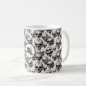Monochrome Schädel Kaffeetasse (VorderseiteRechts)