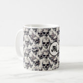 Monochrome Schädel Kaffeetasse (Vorderseite Links)