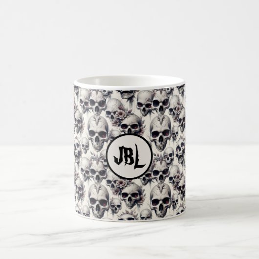 Monochrome Schädel Kaffeetasse (Mittel)