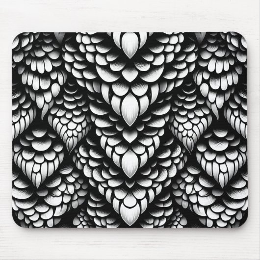 Monochrome Schuppen-Mauspad in Schlangenoptik Mousepad (Vorne)