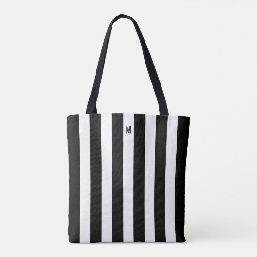 Monochrome Schwarz-Weiß-Cabana-Streifen Tasche (Rückseite)