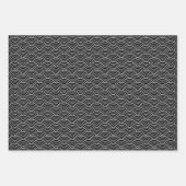 Monochrome Schwarz-weiß Grau-Japanischer Wave Geschenkpapier Set (Vorderseite 2)