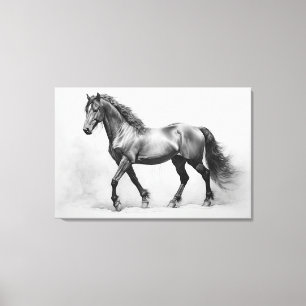 Monochrome Schwarz-Weiß-Pferde Große Wandkunst Leinwanddruck