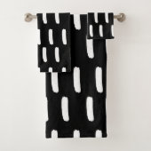 Monochrome Schwarz-Weiß-Pinselstriche Badhandtuch Set (Insitu)