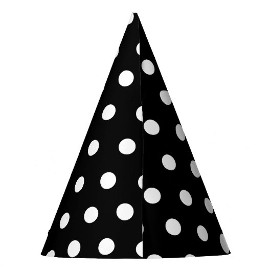 Monochrome Schwarz-Weiß-Punkte-Party-Hut Partyhütchen (Rückseite)