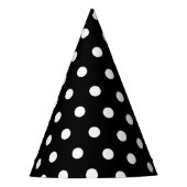 Monochrome Schwarz-Weiß-Punkte-Party-Hut Partyhütchen (Vorderseite)