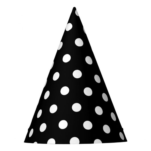 Monochrome Schwarz-Weiß-Punkte-Party-Hut Partyhütchen (Vorderseite)