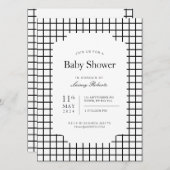 Monochrome Schwarz-weiß Square Geometric Kariert Einladung (Vorne/Hinten)