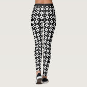 Monochrome Schwarz-weiß-Star-Box-Muster-Fitness Leggings (Rückseite)