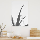 Monochrome Schwarz-weiße Aloe-Pflanze-Blätter Poster (Küche)