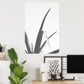 Monochrome Schwarz-weiße Aloe-Pflanze-Blätter Poster (Heimbüro)