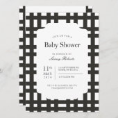 Monochrome Schwarz-weiße fett Kariert geometrisch Einladung (Vorne/Hinten)