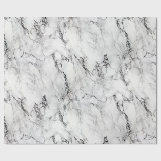 Monochrome Schwarz-weiße Marmortextur Geschenkpapier (Flach)