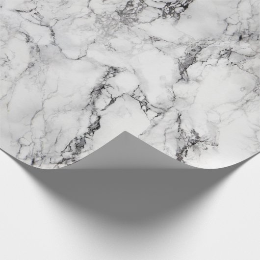 Monochrome Schwarz-weiße Marmortextur Geschenkpapier (Ecke)