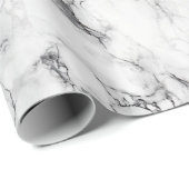 Monochrome Schwarz-weiße Marmortextur Geschenkpapier (Rolleneckpunkt)