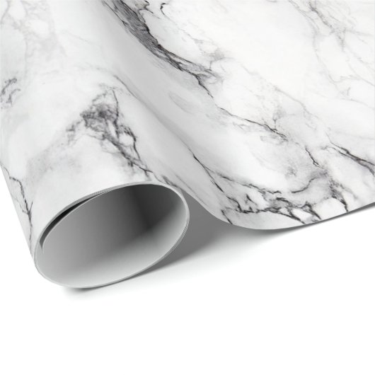 Monochrome Schwarz-weiße Marmortextur Geschenkpapier (Rolleneckpunkt)