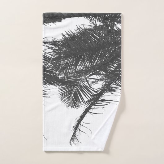 Monochrome Schwarz-weiße Palm Tree-Blätter Badhandtuch Set (Handtuch)