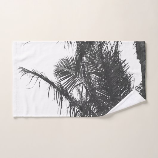 Monochrome Schwarz-weiße Palm Tree-Blätter Badhandtuch Set (Handtuch)