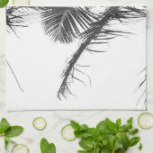 Monochrome Schwarz-weiße Palm Tree-Blätter Geschirrtuch (Gefaltet)