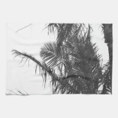 Monochrome Schwarz-weiße Palm Tree-Blätter Geschirrtuch (Horizontal)