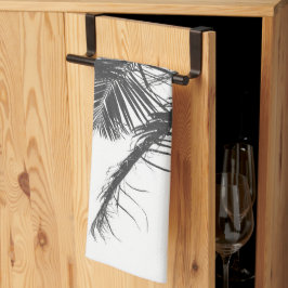 Monochrome Schwarz-weiße Palm Tree-Blätter Geschirrtuch