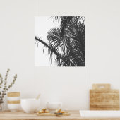 Monochrome Schwarz-weiße Palm Tree-Blätter Poster (Küche)